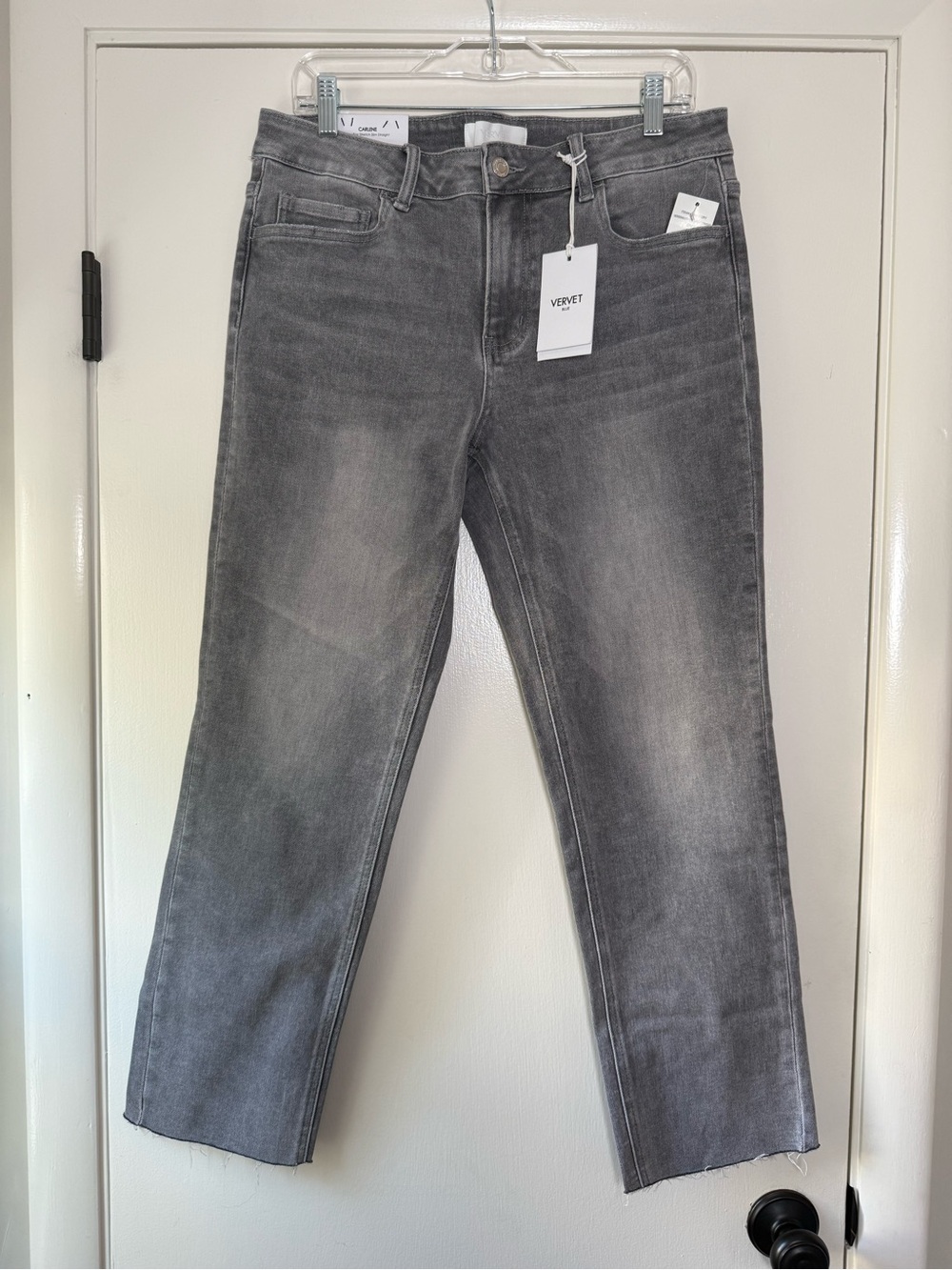 🆕 Vervet Carlene Mid Rise Stretch Slim Straight Jeans Gray Ankle Length Size 31